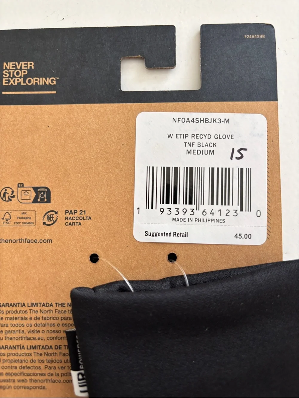 THE NORTH FACE Women's Etip Recycled Winter Running Glove Black Medium - NWT